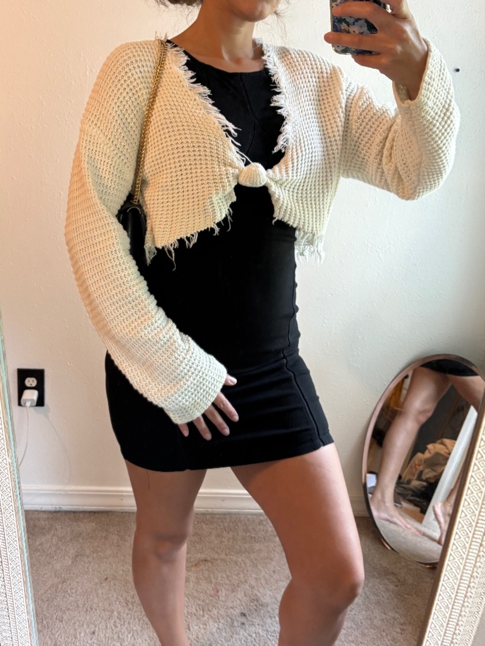 Fringe shawl sweater